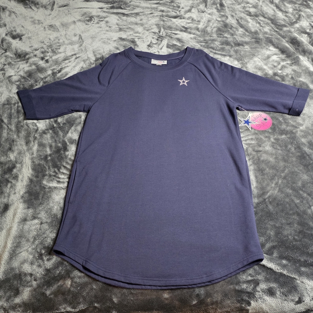 Dallas Cowboys Her Style Quarter Sleeve Dress With Pockets Large Navy Blue NWT